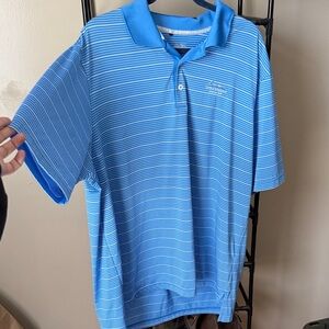 adidas Blue & White Striped Polo Shirt